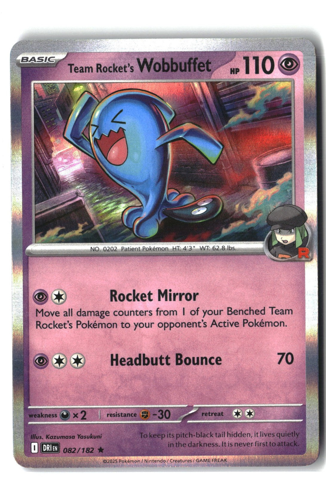 Team Rocket's Wobbuffet Holofoil NM (Destined Rivals 082/182)