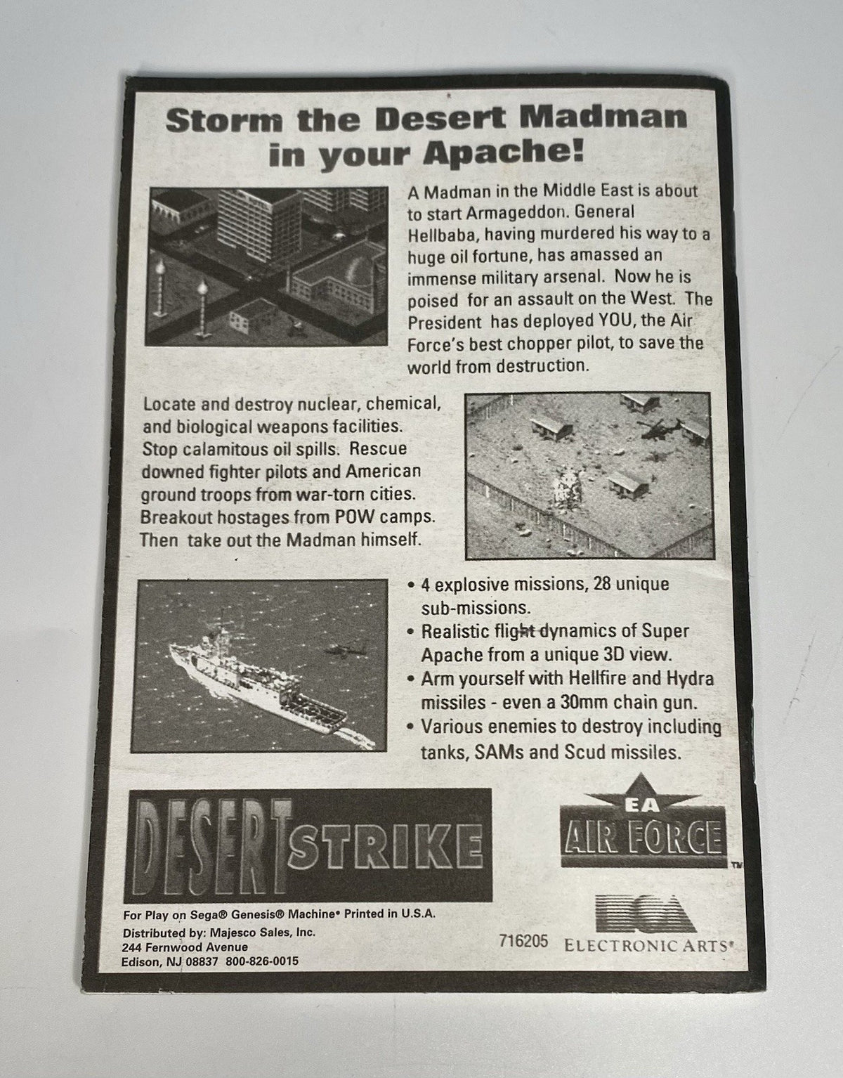 Jungle Strike Sequel to Desert Strike Sega Genesis Instruction Manual Only