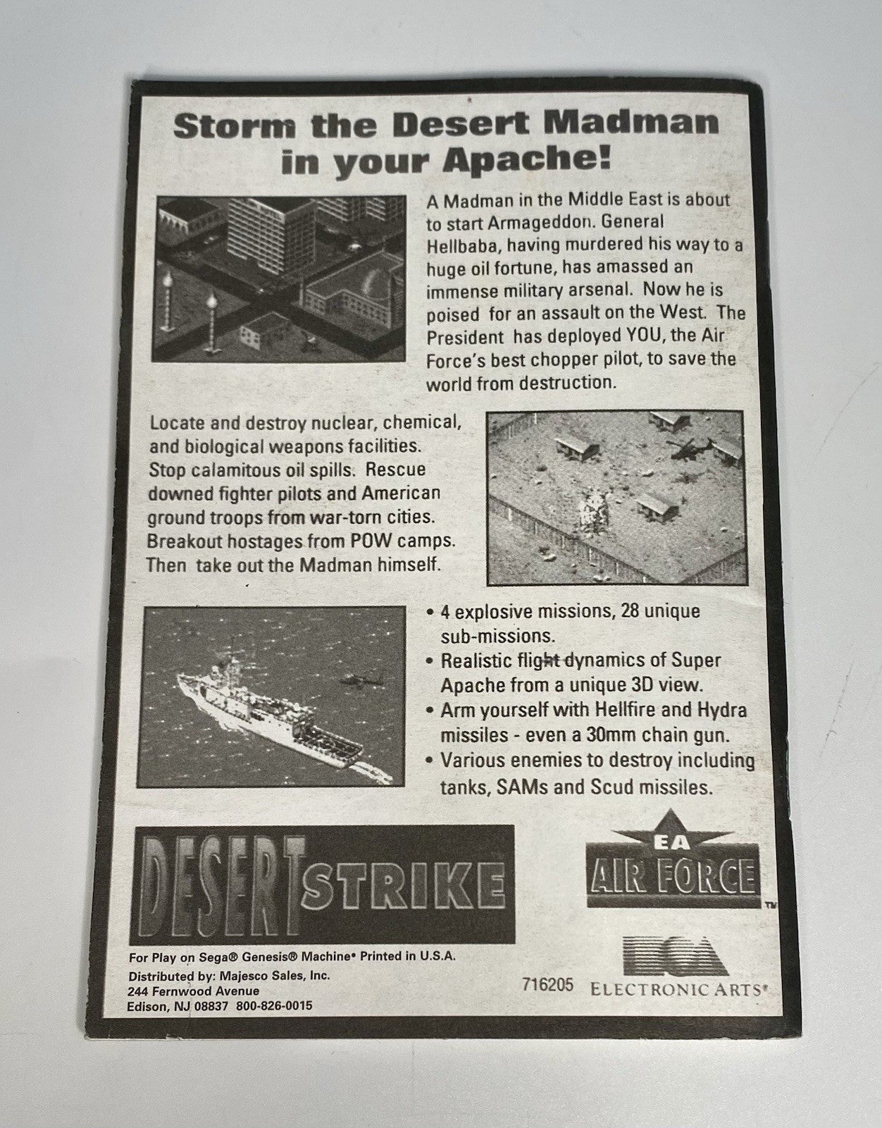 Jungle Strike Sequel to Desert Strike Sega Genesis Instruction Manual Only
