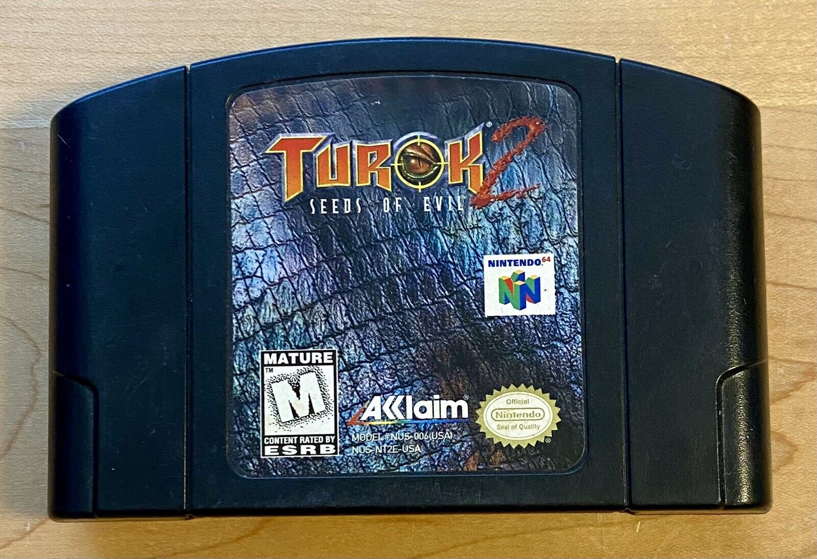 Turok 2: Seeds of Evil (Nintendo 64 N64, 1998) Black, Cartridge Only, Tested