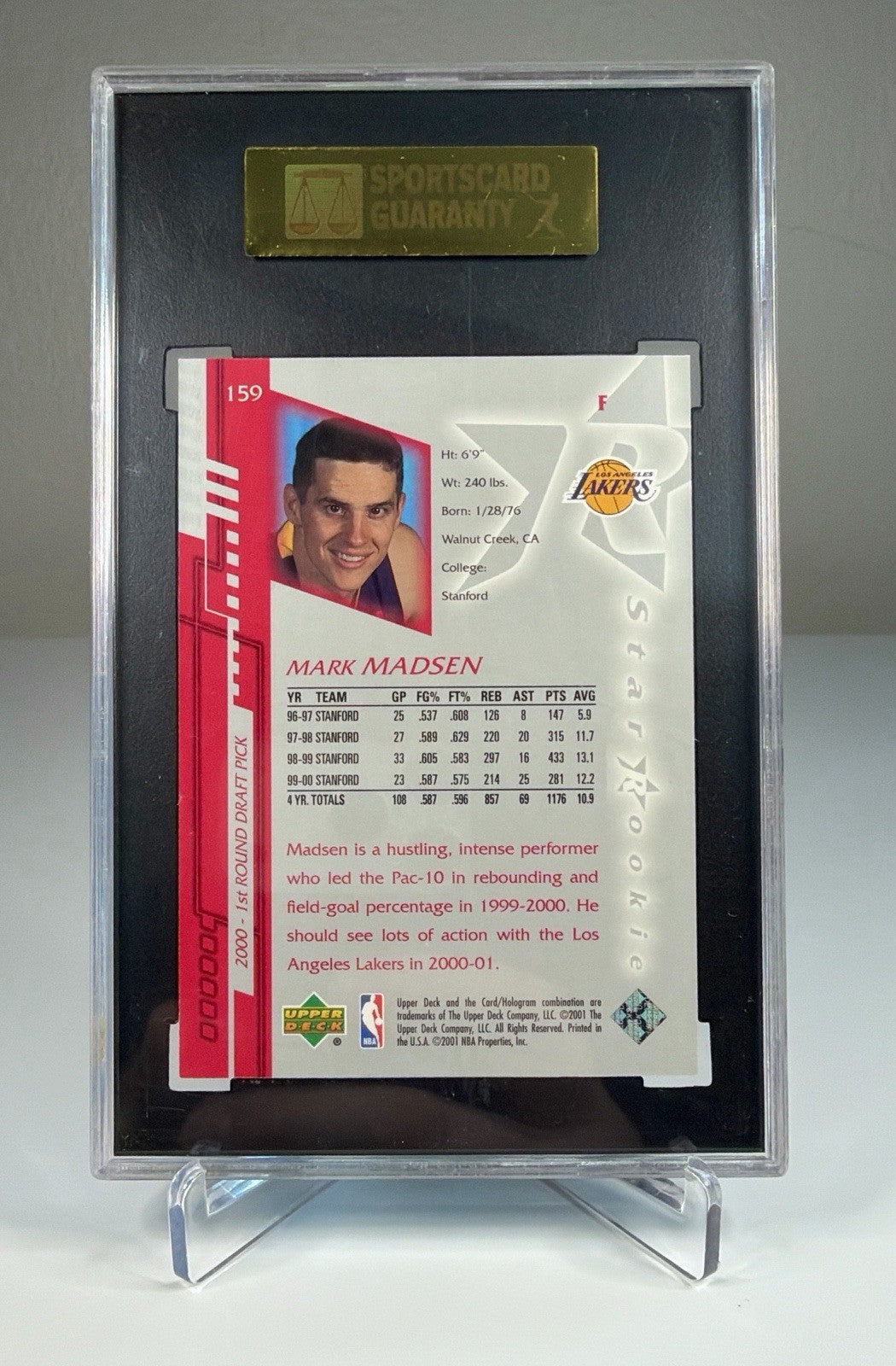 2000 Upper Deck Encore Star /1600 Mark Madsen #159 SGC 92 NM/MT+ 8.5 Rookie RC