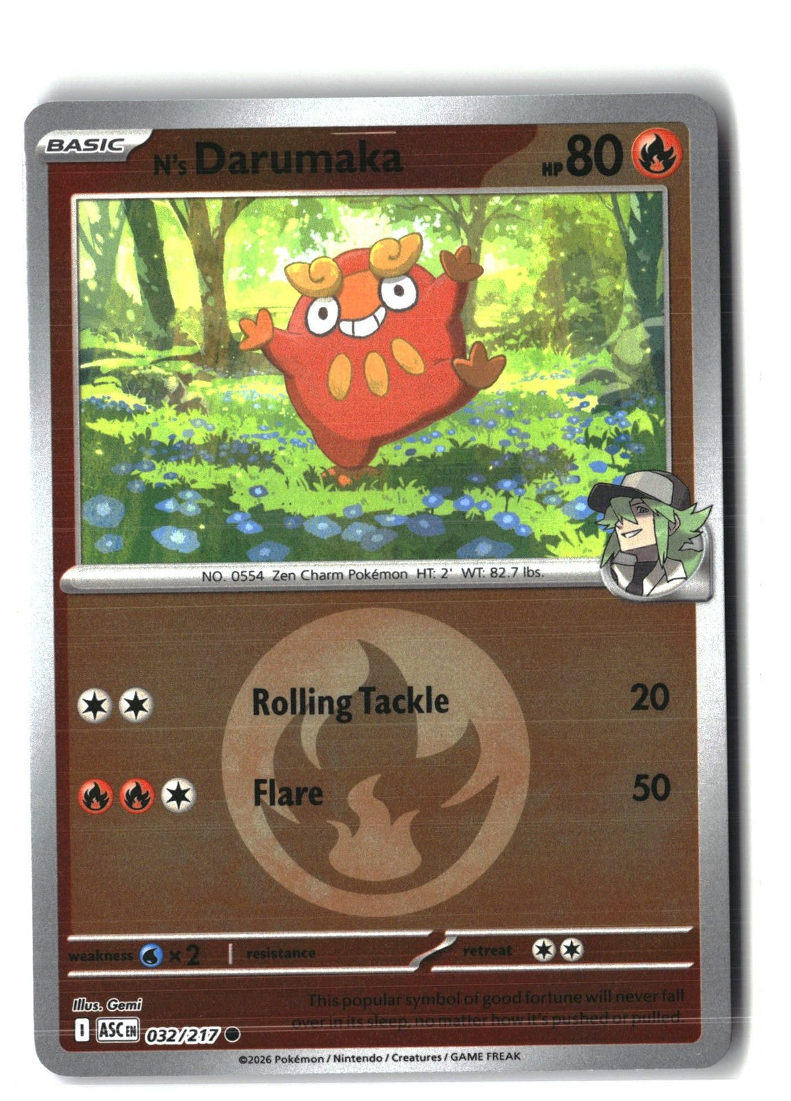 N's Darumaka (Energy Symbol Pattern) Reverse Holofoil NM (ASC 032/217)