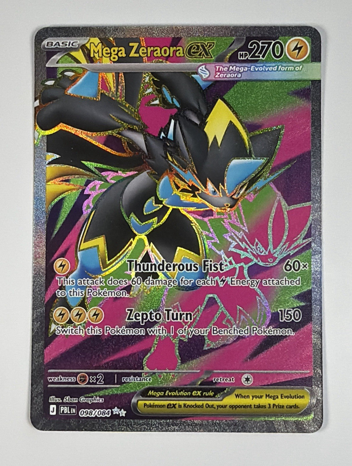 Pokémon TCG Mega Zeraora Ex 98/84 Pitch Black Ultra Rare Full Art NM Near Mint
