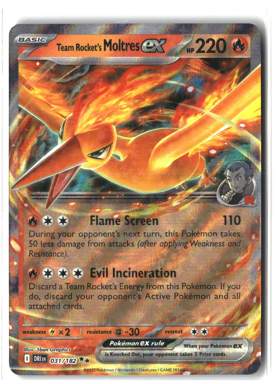 Team Rocket's Moltres ex Holofoil NM (Destined Rivals 031/182)