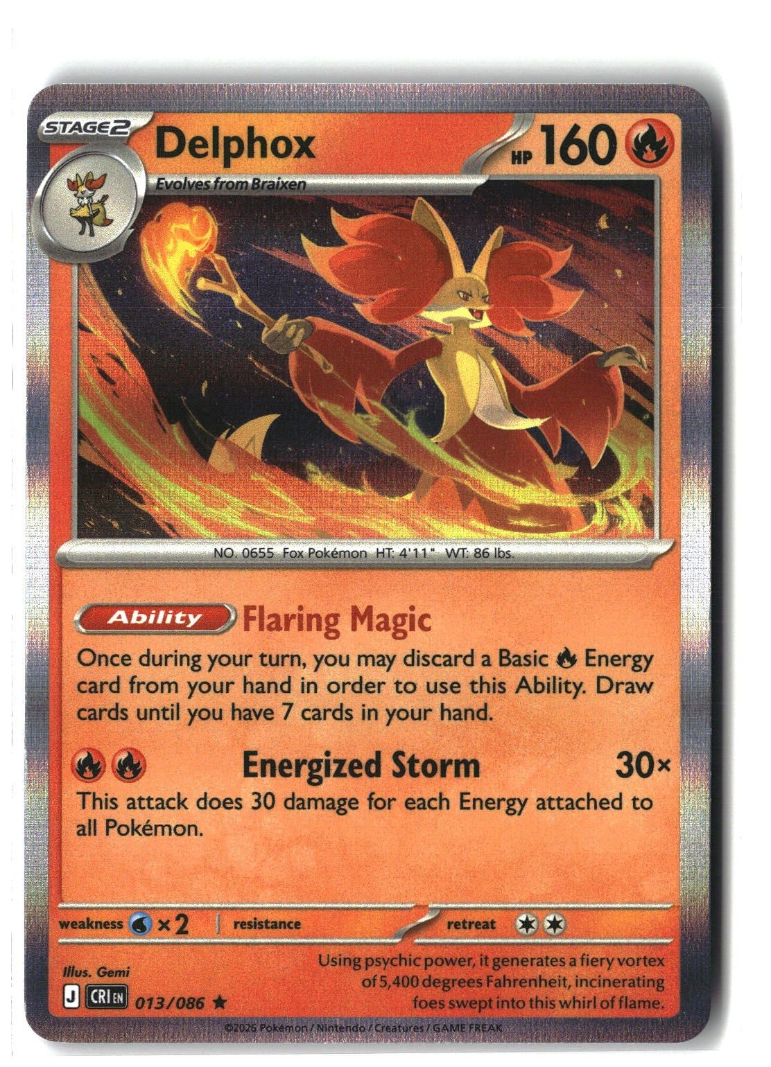 Delphox Holofoil NM (Chaos Rising 013/086)