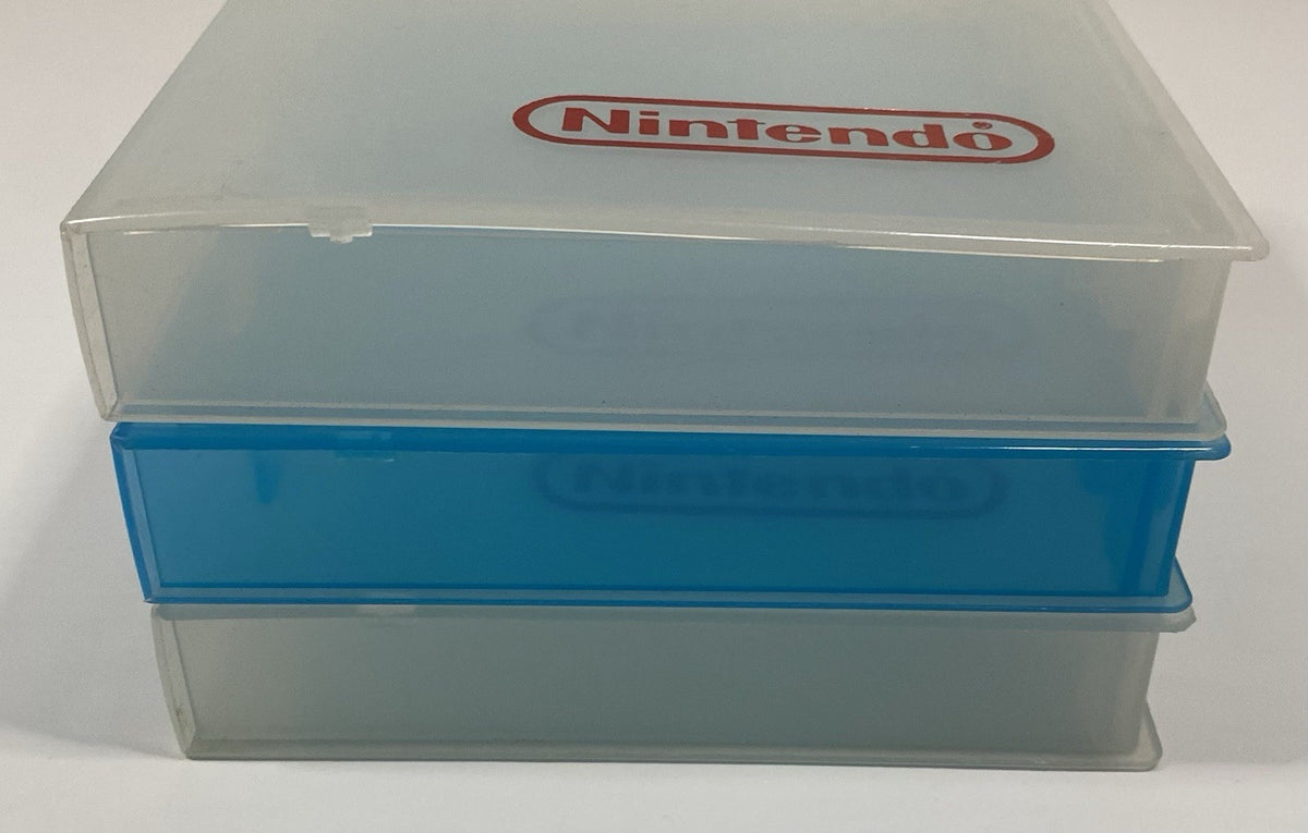 NES Nintendo Hard Clamshell Clear & Blue Plastic Game Cases Original Lot Of 3