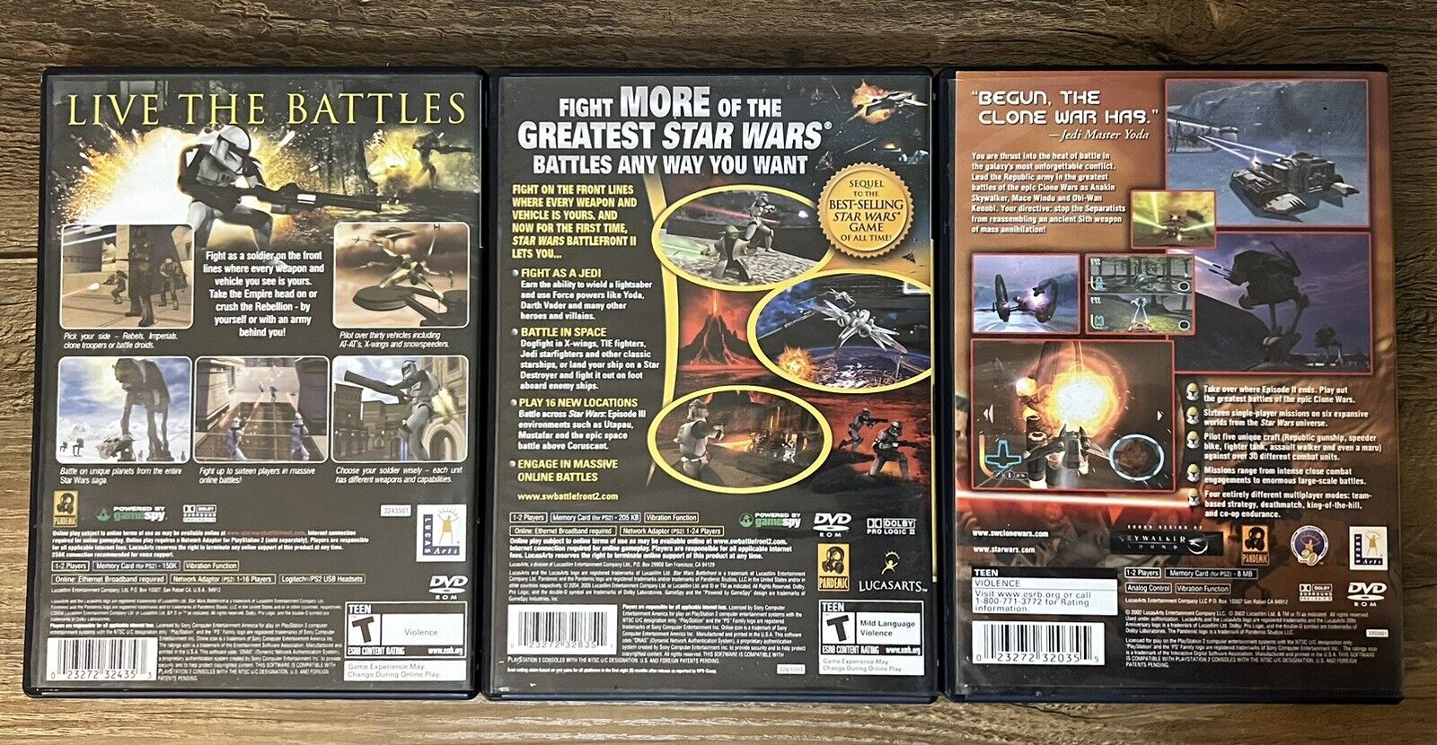 Star Wars Battlefront 1 & 2 + Star Wars The Clone Wars Playstation 2 Tested