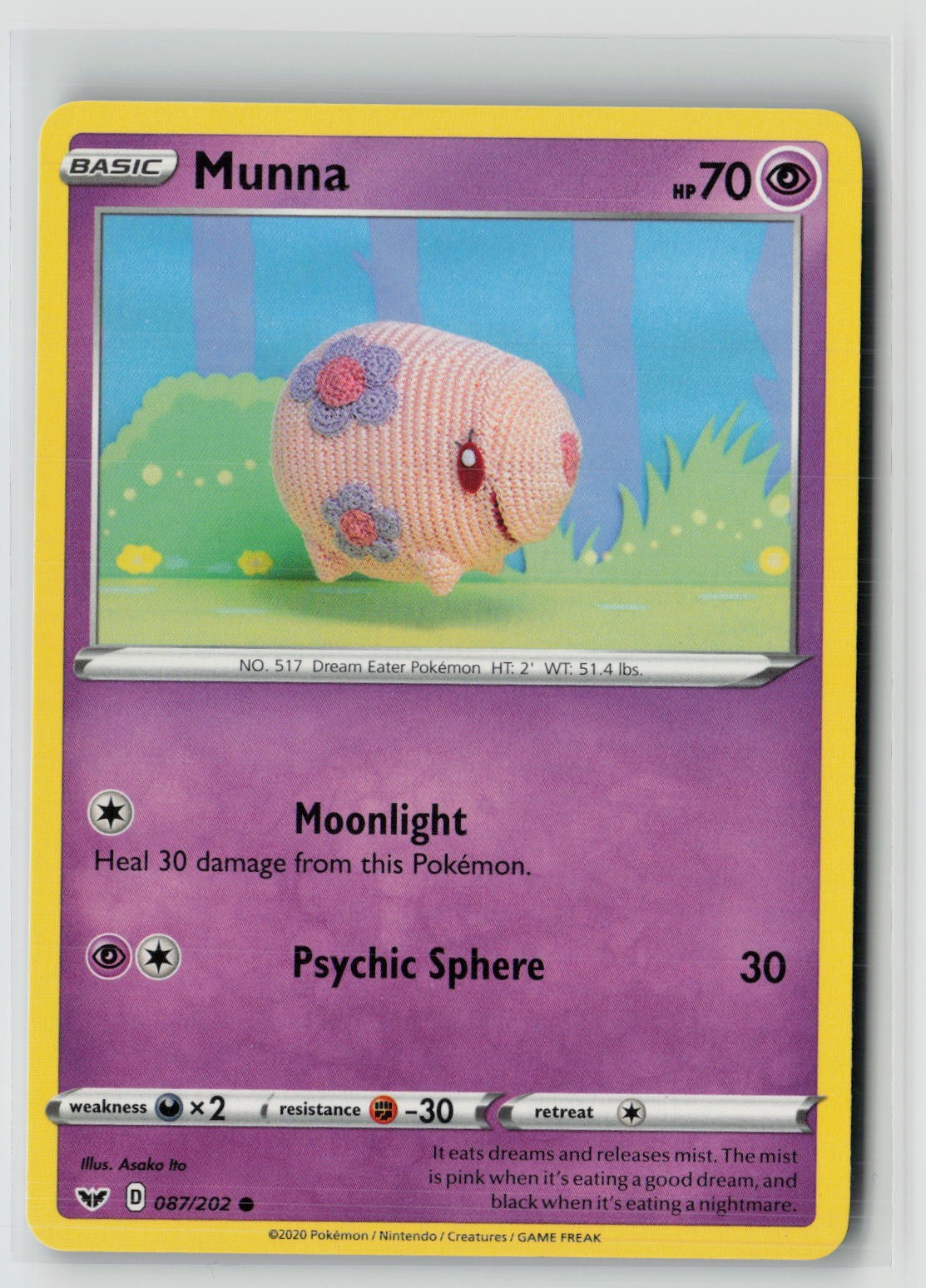 Munna (SWSH01: Sword & Shield Base Set 087/202) NM