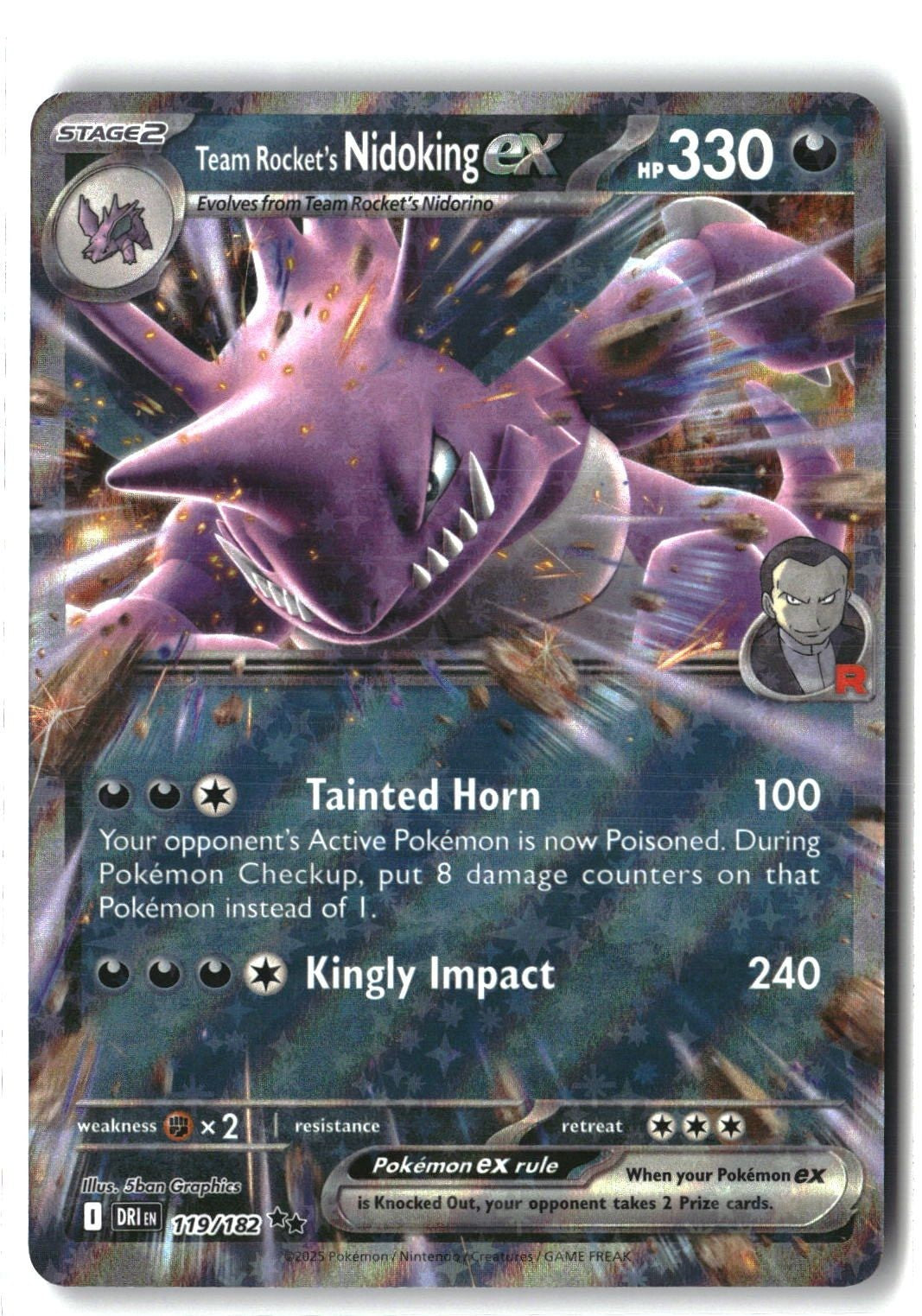 Team Rocket's Nidoking ex Holofoil NM (Destined Rivals 119/182)