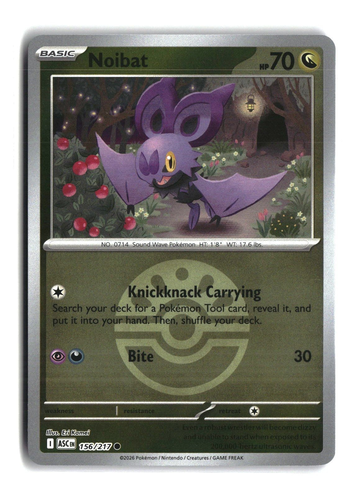 Noibat (Friend Ball) Reverse Holofoil NM (ME: Ascended Heroes 156/217)