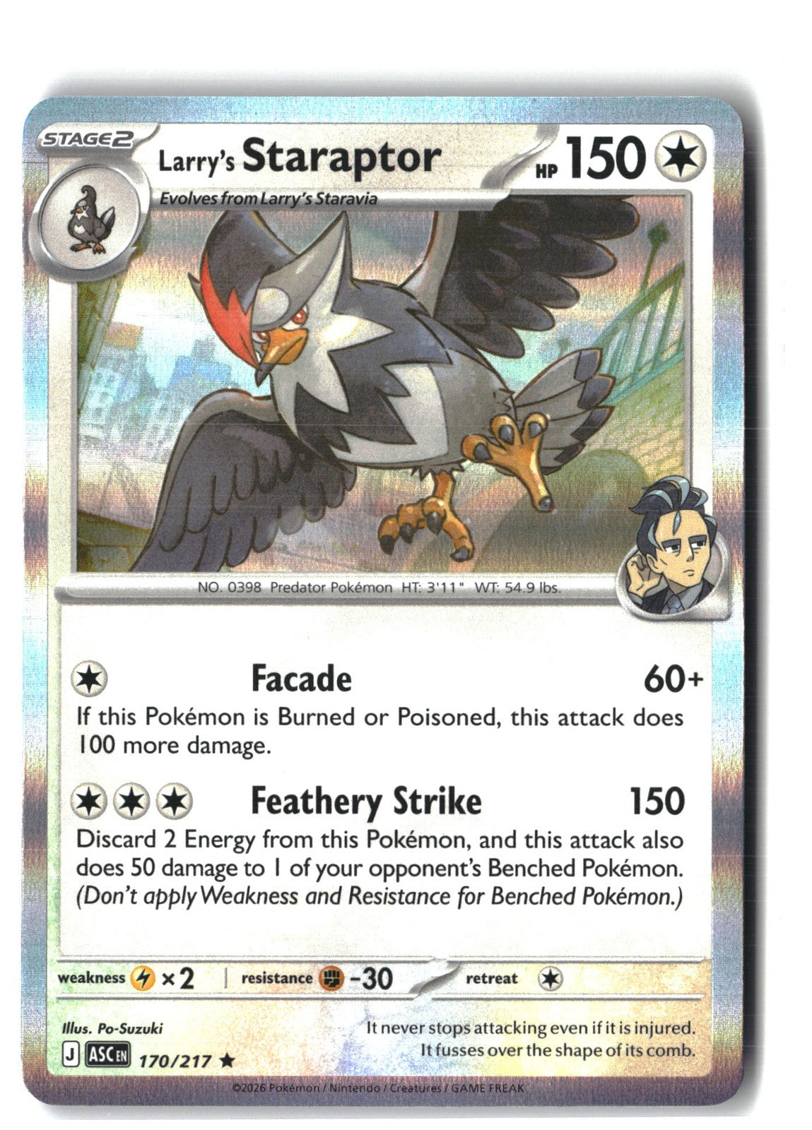 Larry's Staraptor Holofoil NM (ME: Ascended Heroes 170/217)
