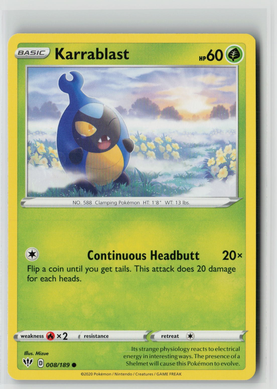 Karrablast (SWSH03: Darkness Ablaze 008/189) NM