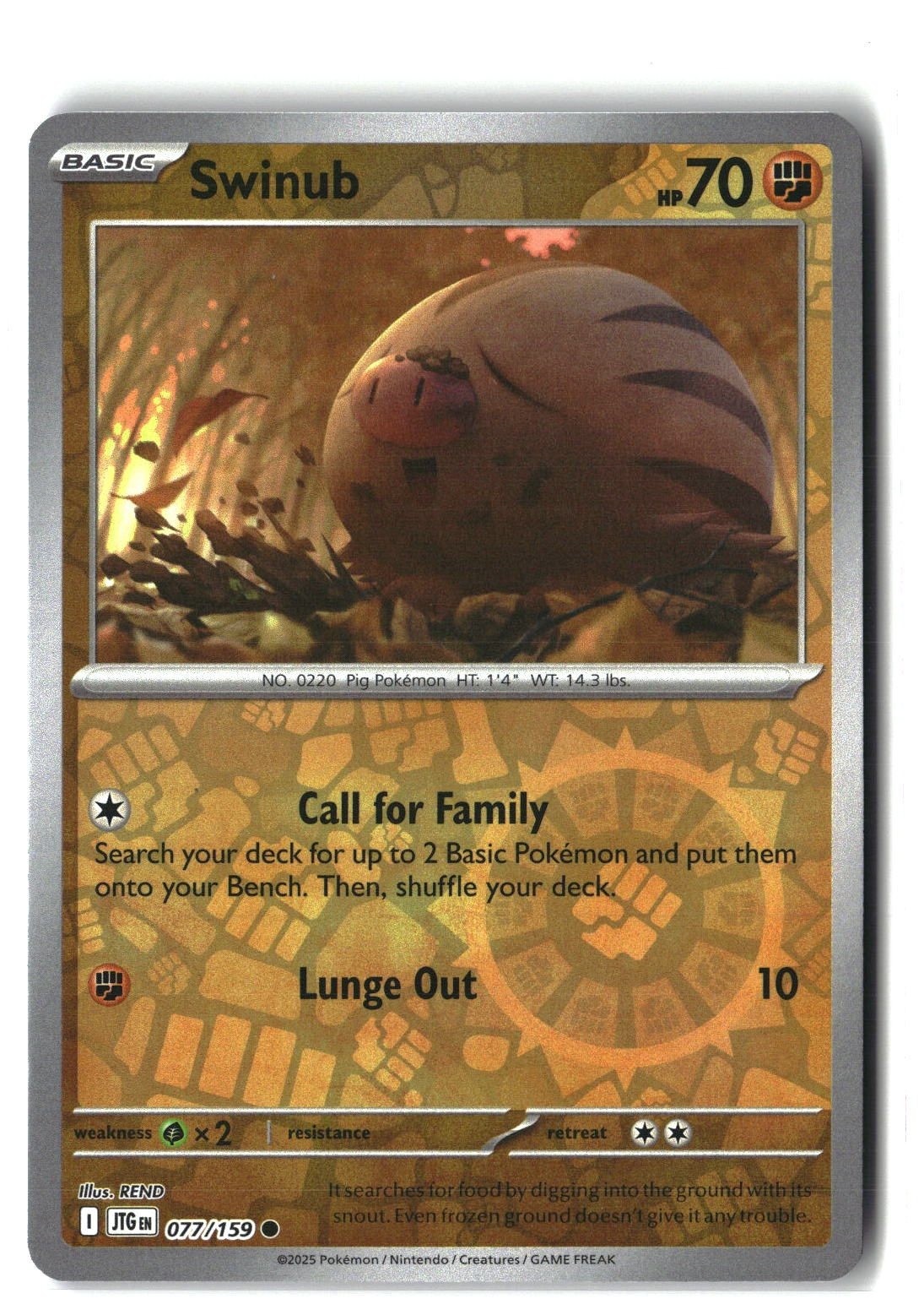 Swinub Reverse Holofoil NM (Journey Together 077/159)
