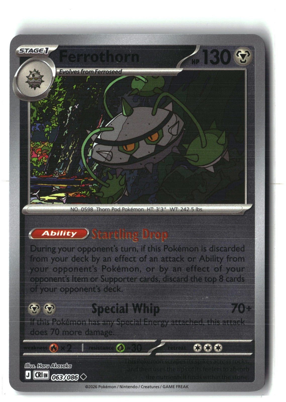 Ferrothorn Reverse Holofoil NM (Chaos Rising 063/086)