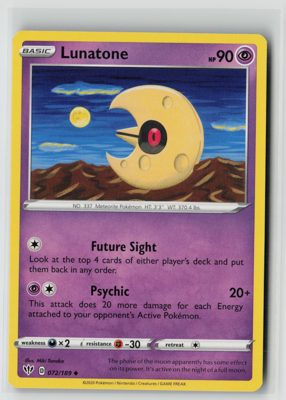 Lunatone (SWSH03: Darkness Ablaze 072/189) NM