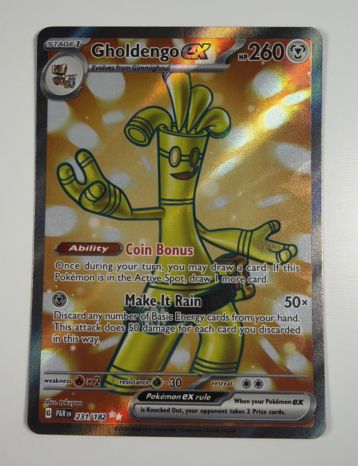 Gholdengo ex 231/182 Ultra Rare Paradox Rift Pokemon TCG Holo Near Mint NM
