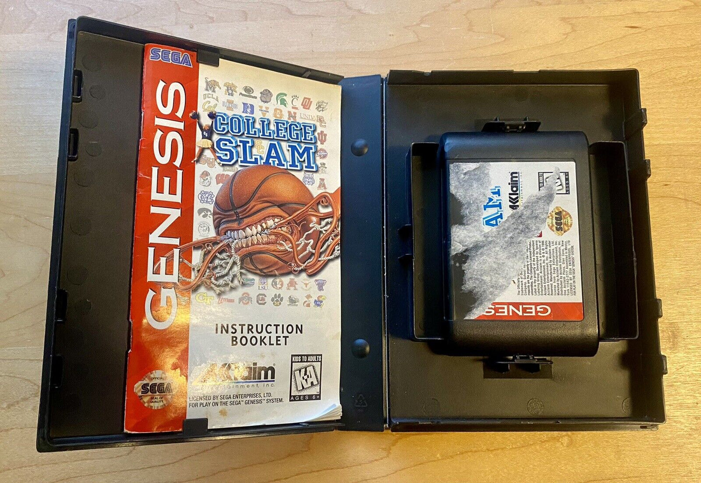 College Slam Basketball (Sega Genesis, 1996) CIB W/ Manual, Authentic & Tested