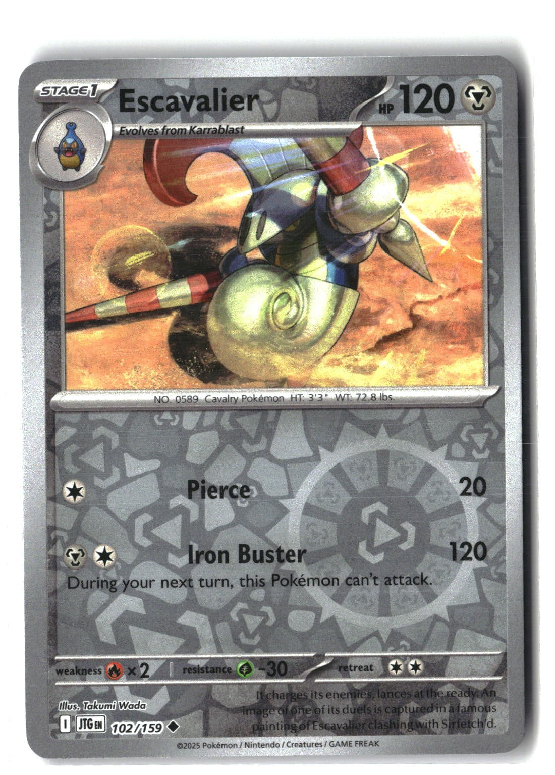 Escavalier Reverse Holofoil NM (Journey Together 102/159)