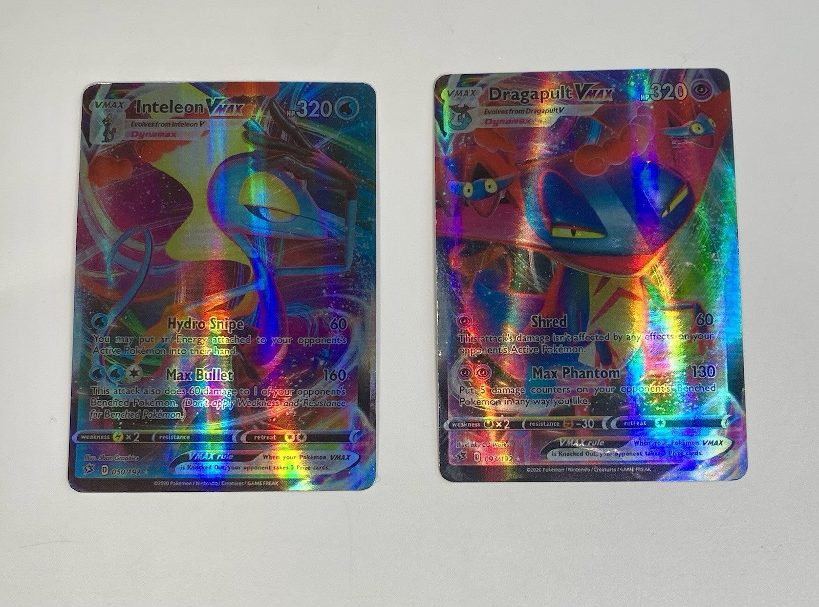 Pokémon Rebel Clash VMAX Lot Cinderace 194/192 Inteleon 50/192 Dragapult 93/192