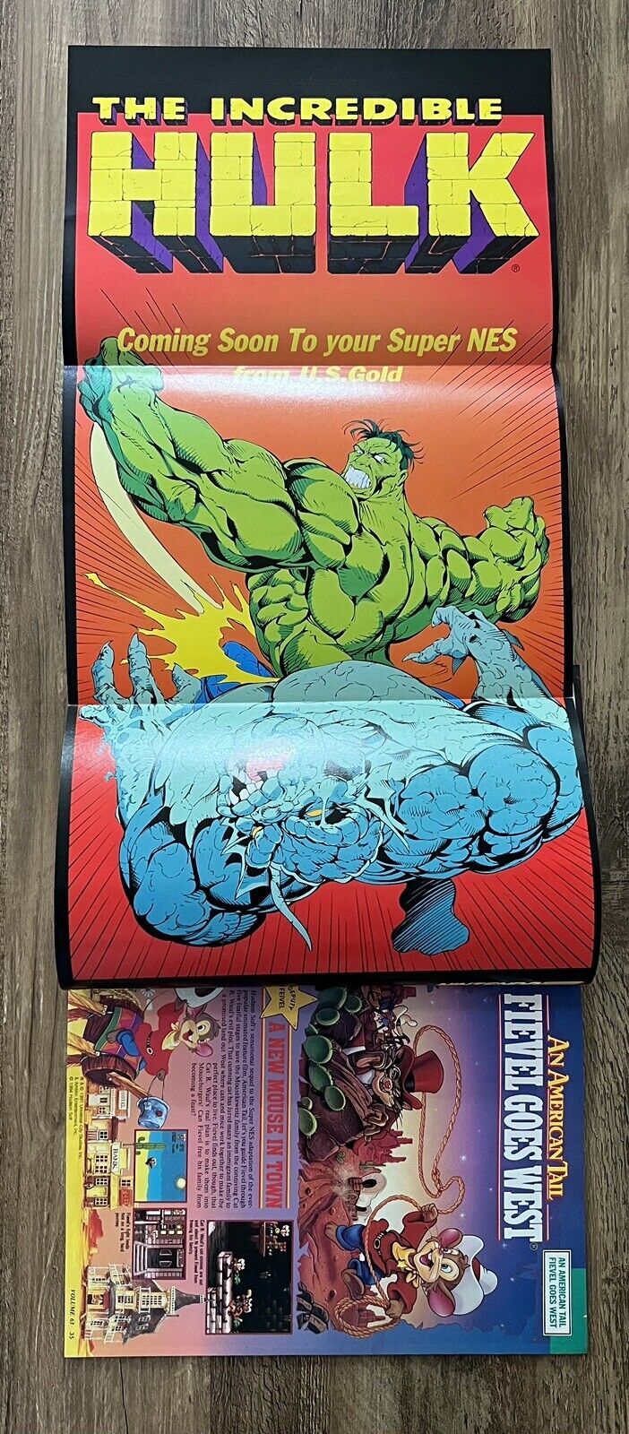 Nintendo Power Mag 1994 Vol. 63 Incredible Hulk Poster, Trading Cards, Inserts