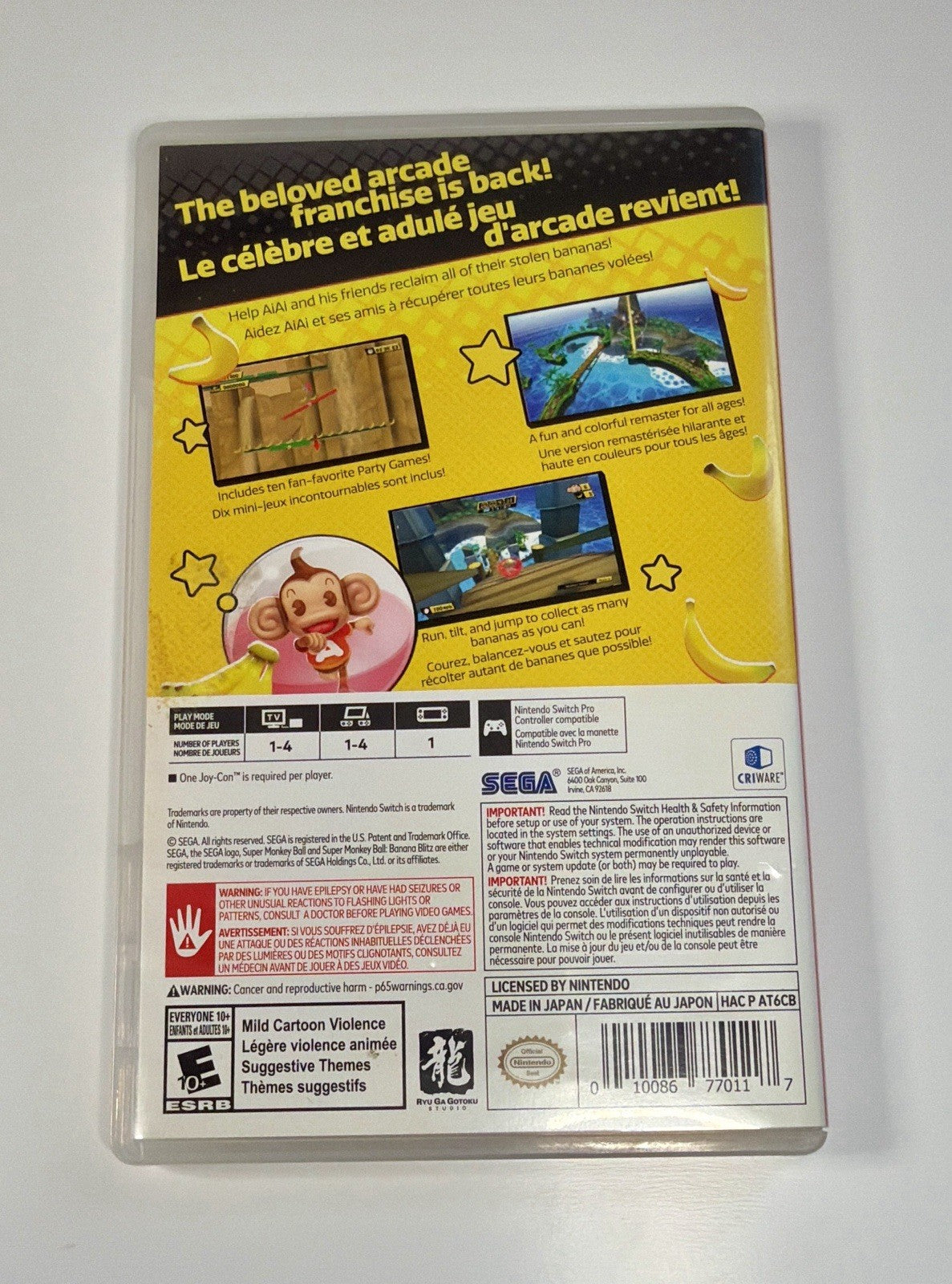 Super Monkey Ball: Banana Blitz HD (Nintendo Switch) Complete CIB W/  Stickers