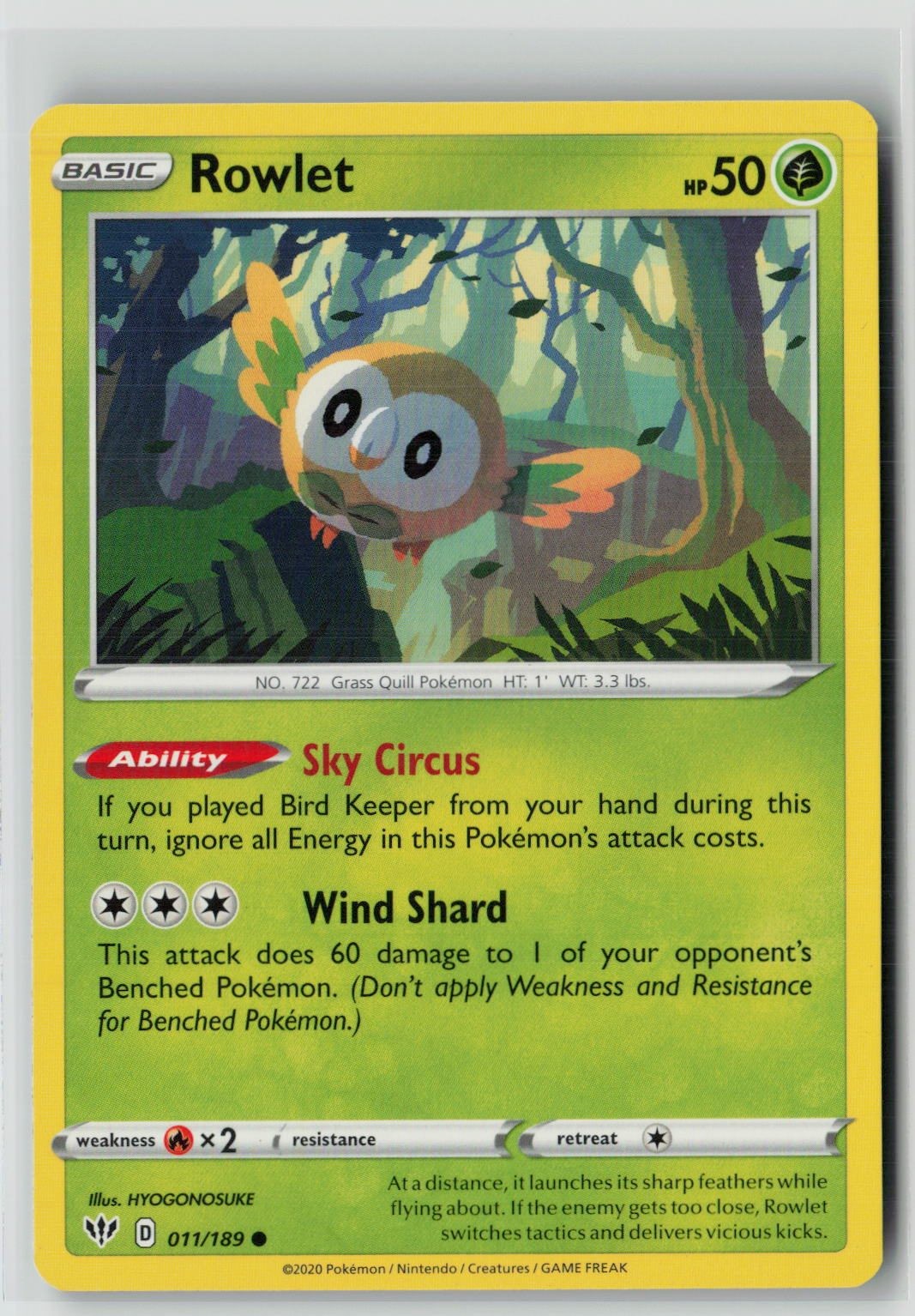 Rowlet (SWSH03: Darkness Ablaze 011/189) NM
