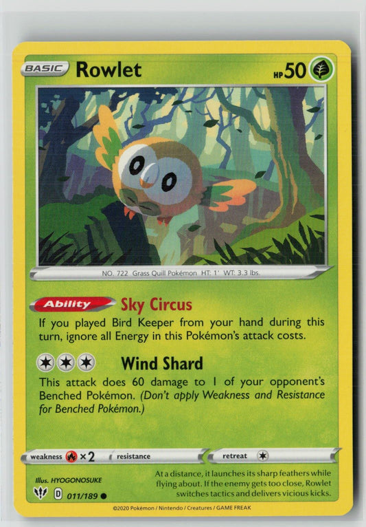 Rowlet (SWSH03: Darkness Ablaze 011/189) NM