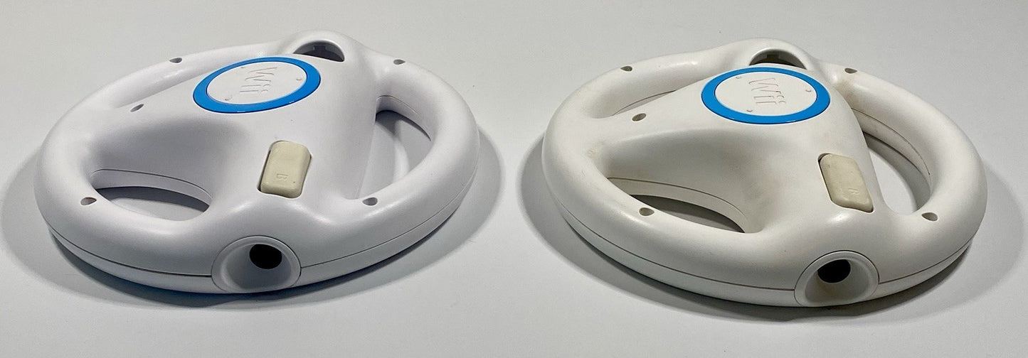 2X Official Nintendo Wii Steering Wheel Mario Kart OEM White RVL-024 Lot of 2
