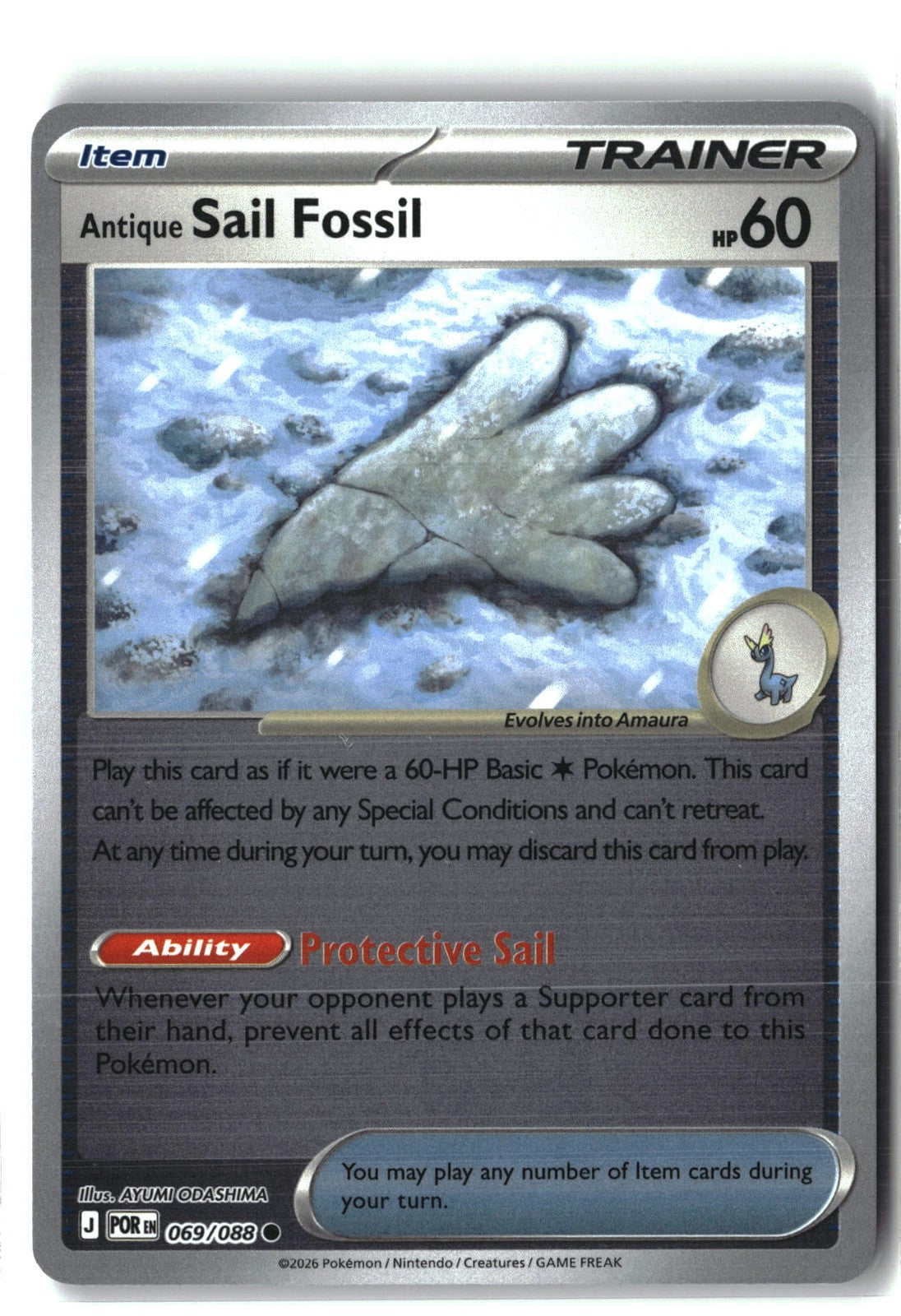 Antique Sail Fossil Reverse Holofoil NM (Perfect Order 069/088)