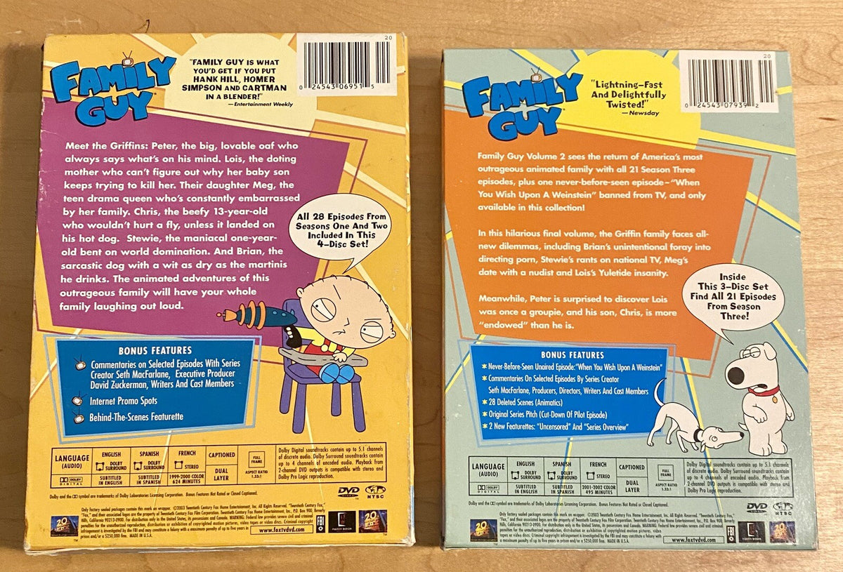 Family Guy Volume 1 & 2: 7 Disc Boxed Set 50 Episodes from Seasons 1, 2 & 3