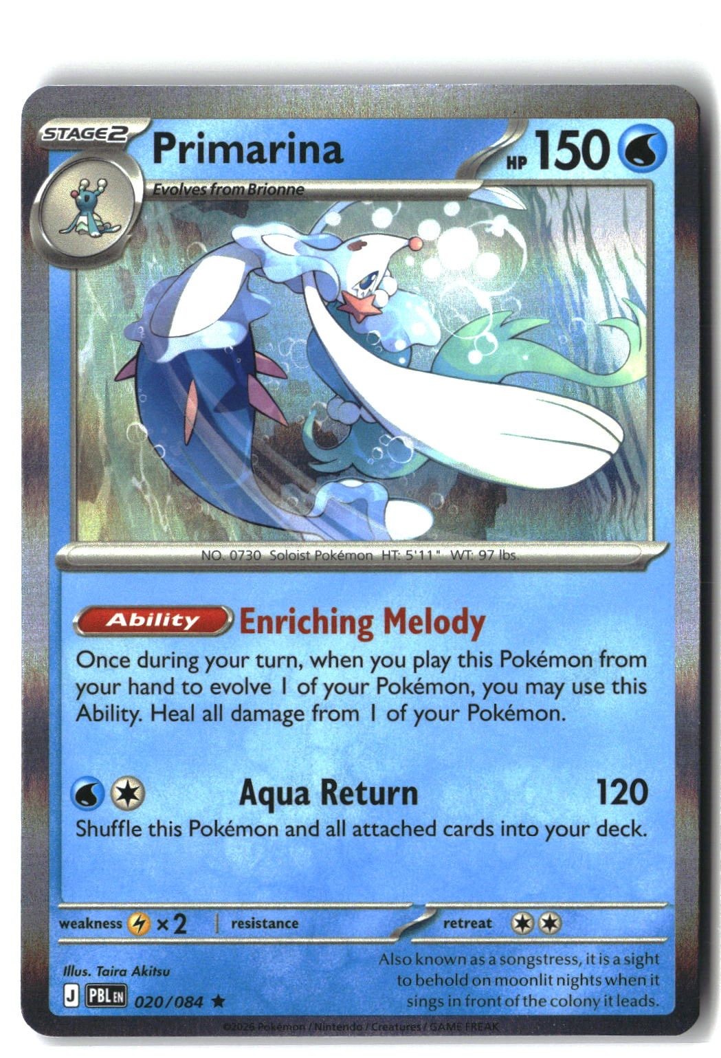 Primarina Holofoil NM (Pitch Black 020/084)