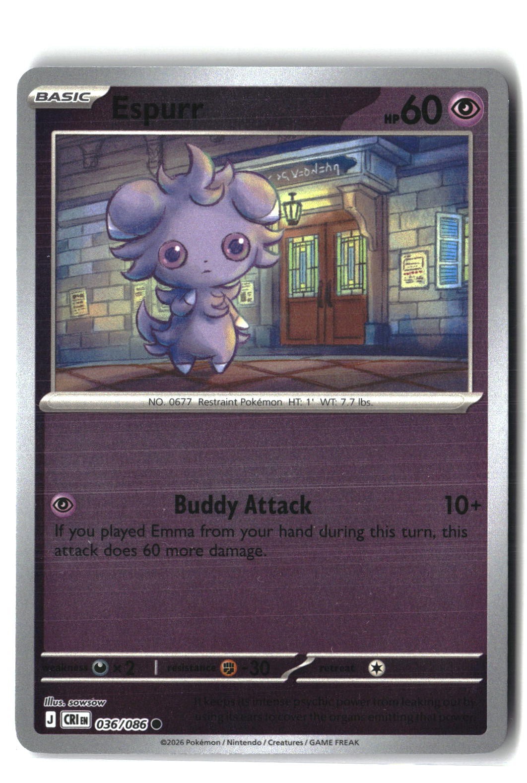 Espurr Reverse Holofoil NM (Chaos Rising 036/086)