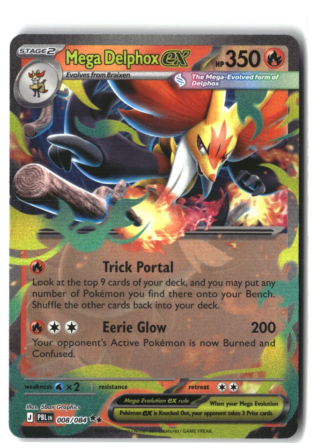 Mega Delphox ex Holofoil NM (Pitch Black 008/084)