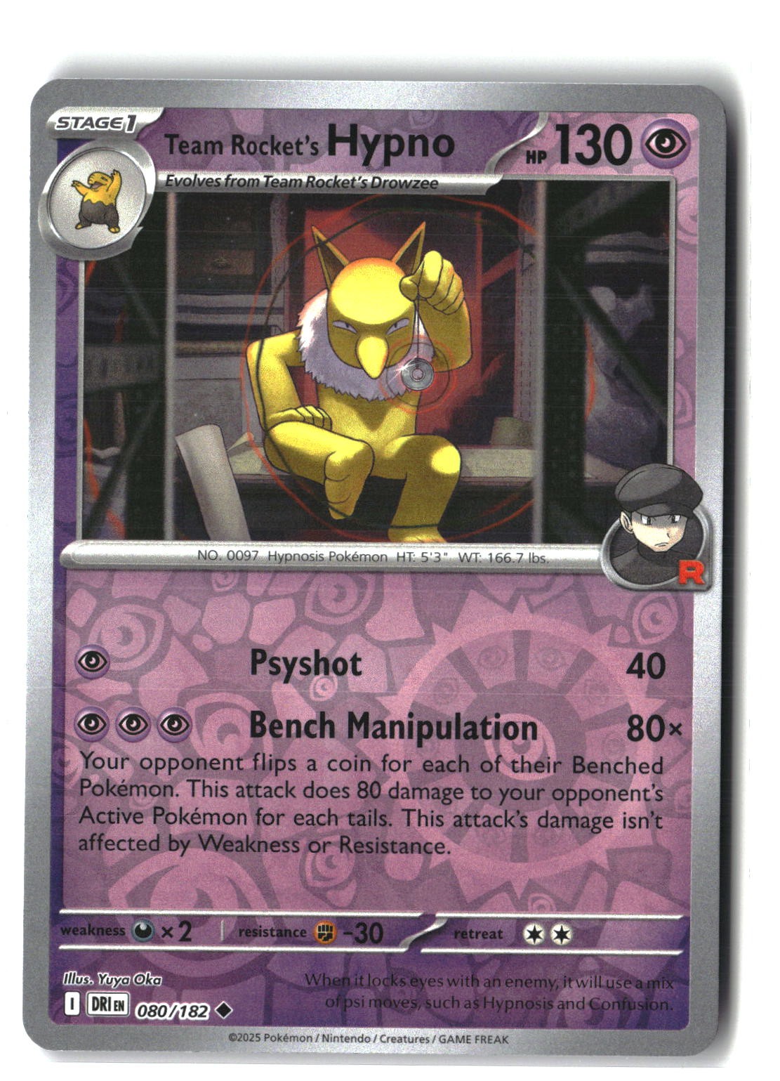 Team Rocket's Hypno Reverse Holofoil NM (Destined Rivals 080/182)