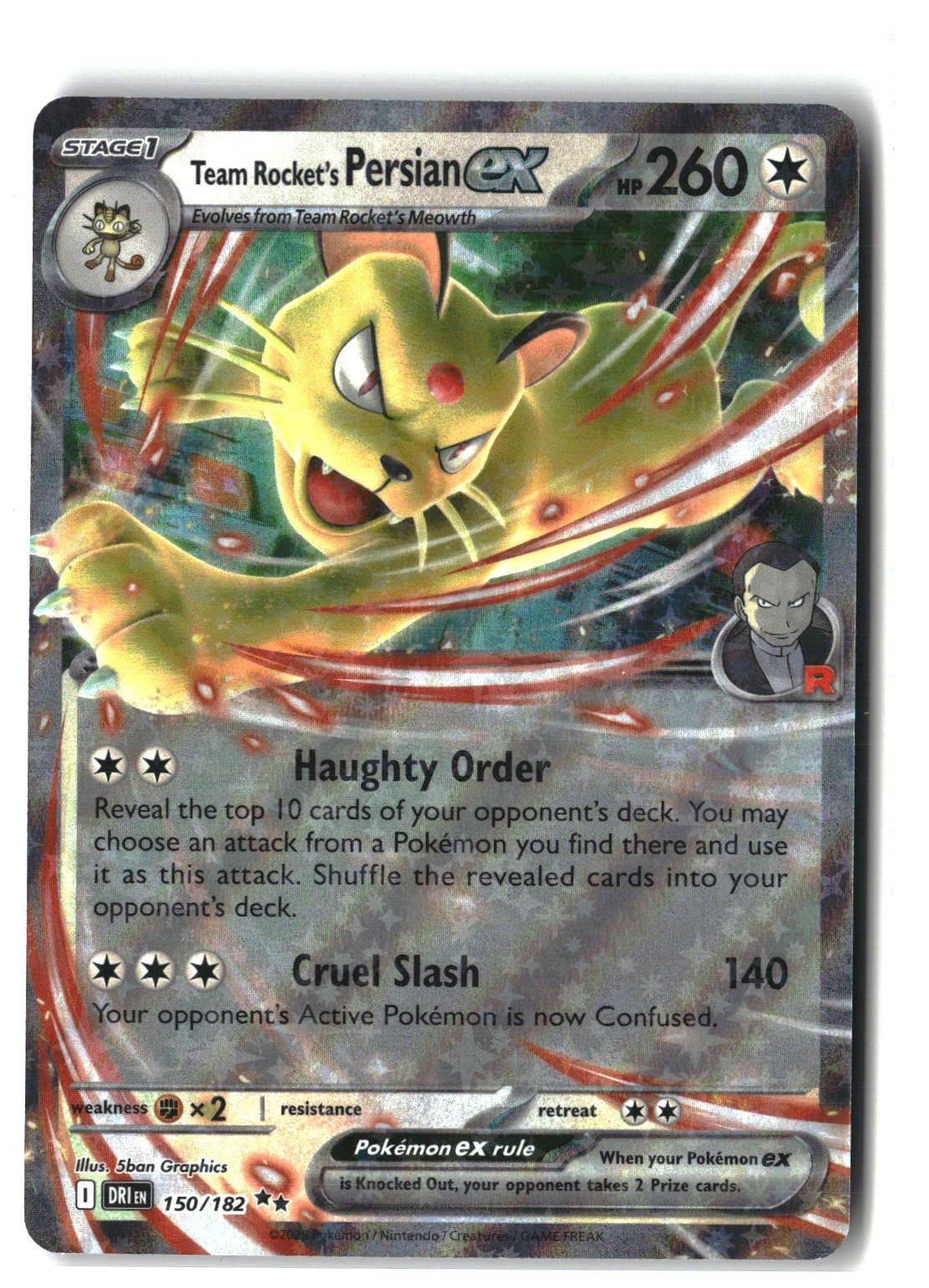 Team Rocket's Persian ex Holofoil NM (Destined Rivals 150/182)