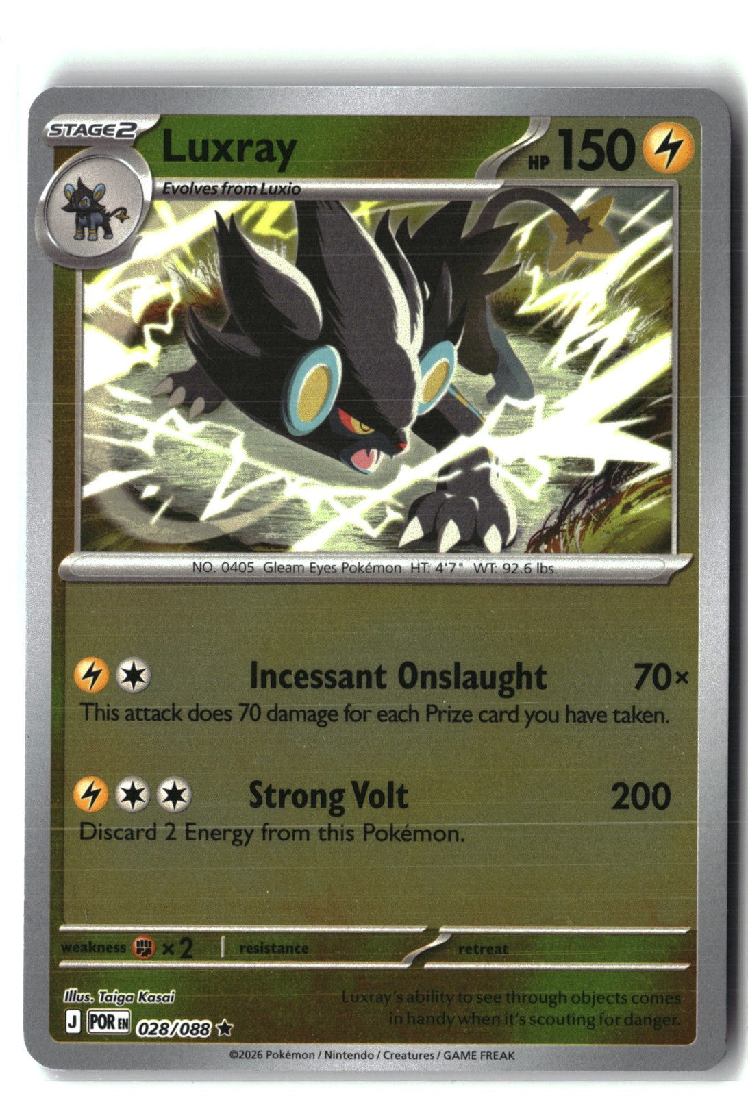Luxray Reverse Holofoil NM (Perfect Order 028/088)