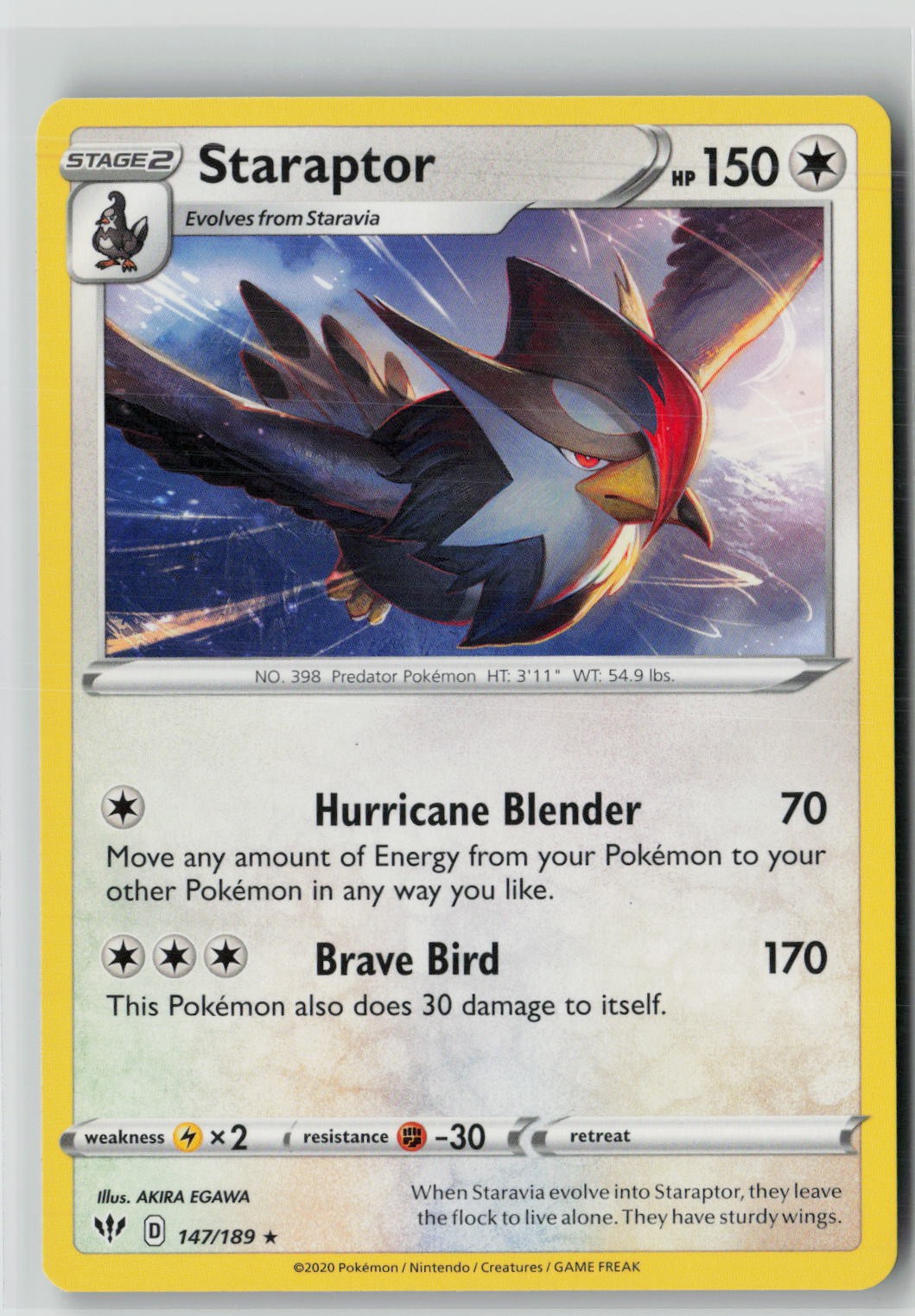 Staraptor (SWSH03: Darkness Ablaze 147/189) NM