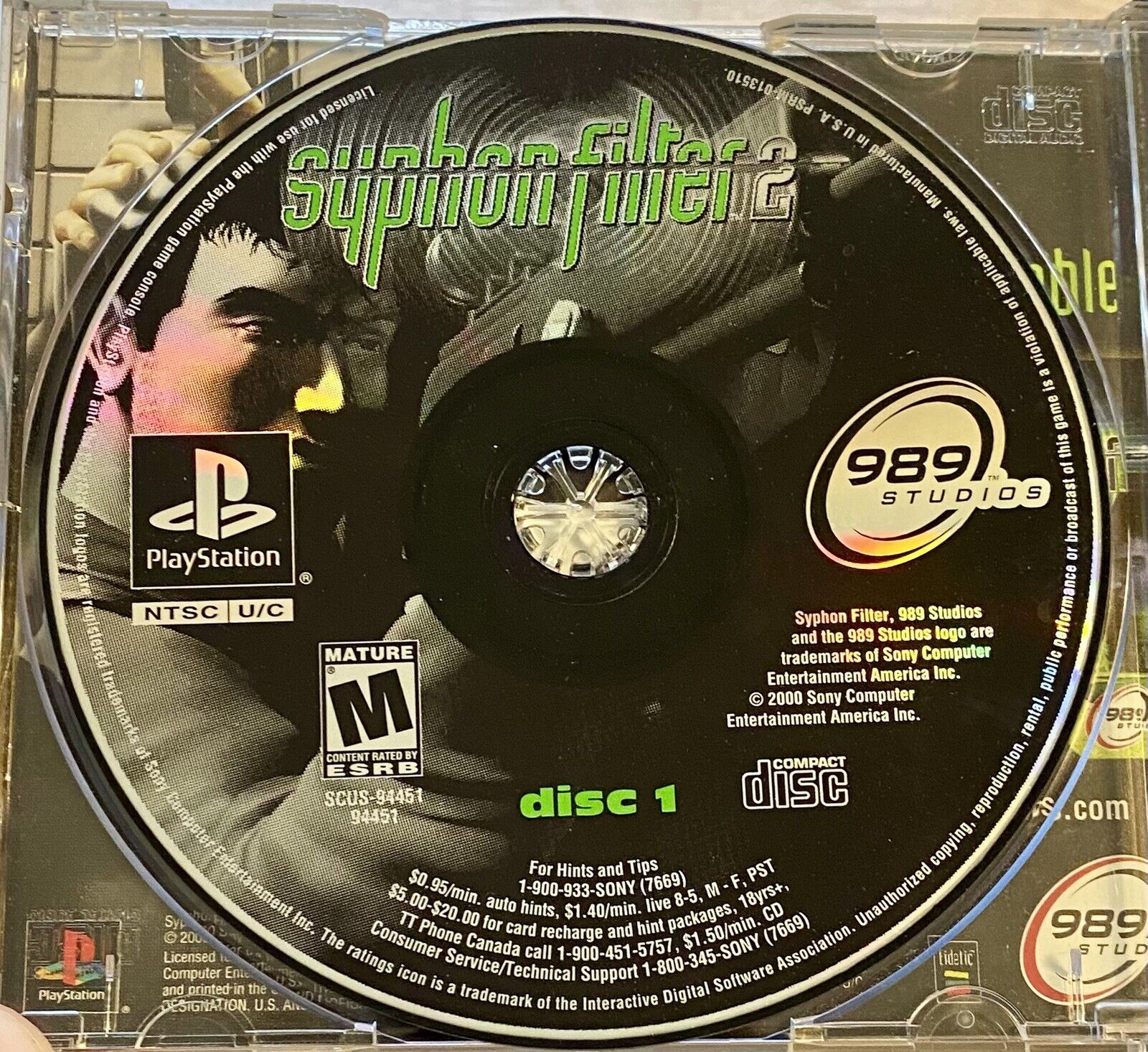 Syphon Filter 2 (Sony PlayStation 1, 2000) PS1, No Manual, Authentic & Tested