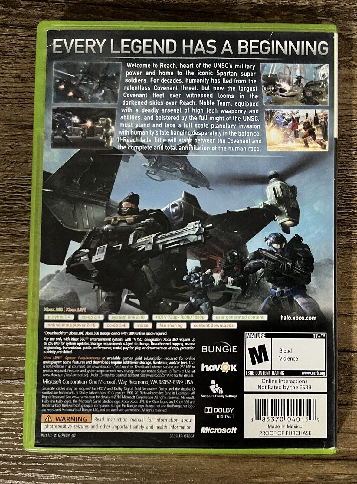 Halo Reach Xbox 360 (Microsoft Xbox 360, 2010) CIB Complete In Box with Manual