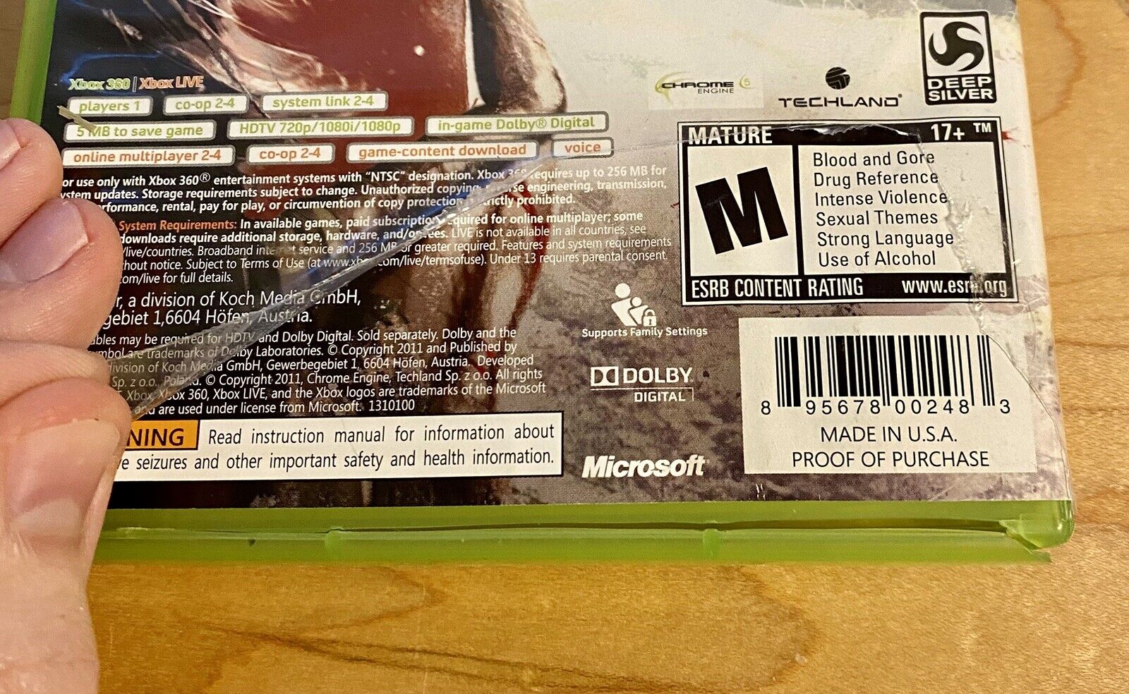 Dead Island (Microsoft Xbox 360, 2011) No Manual, Authentic, Tested & Works