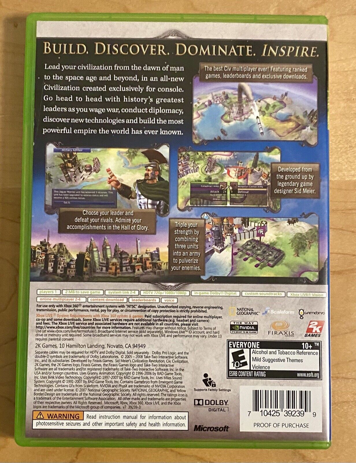 Civilization Revolution (Xbox 360, 2007) CIB W/ Manual, Authentic & Tested