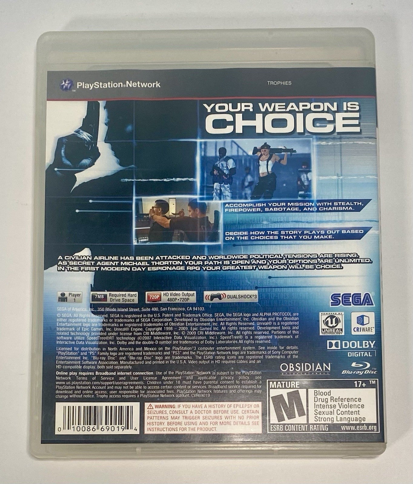 Alpha Protocol (Sony PlayStation 3, 2010) PS3 CIB Complete With Manual, Tested