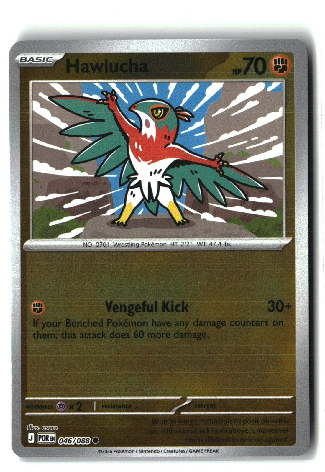 Hawlucha Reverse Holofoil NM (Perfect Order 046/088)