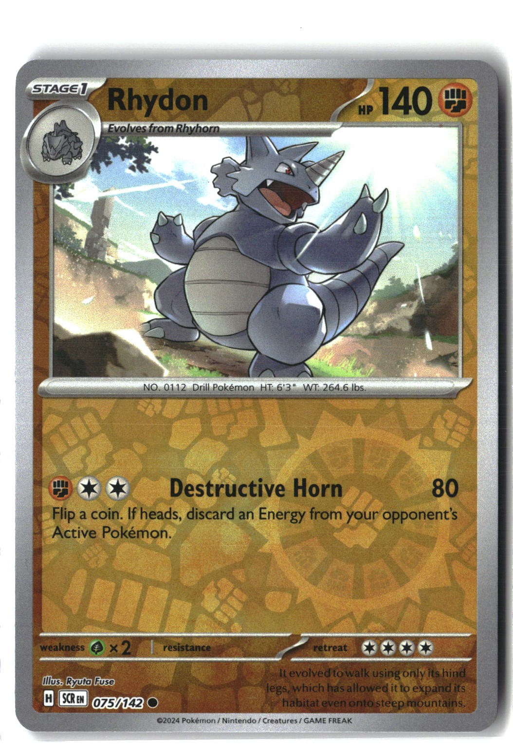Rhydon Reverse Holofoil NM (Stellar Crown 075/142)