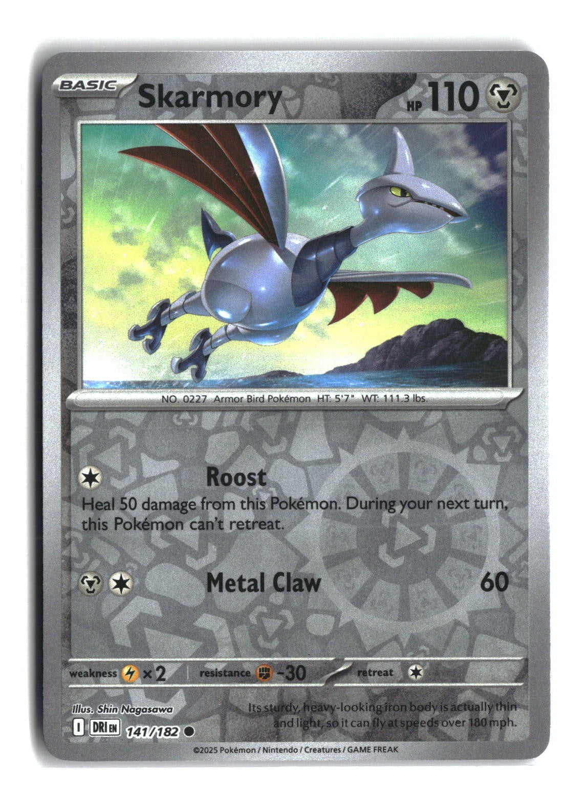 Skarmory Reverse Holofoil NM (Destined Rivals 141/182)