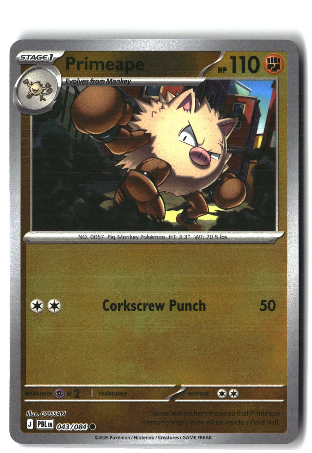 Primeape Reverse Holofoil NM (Pitch Black 043/084)