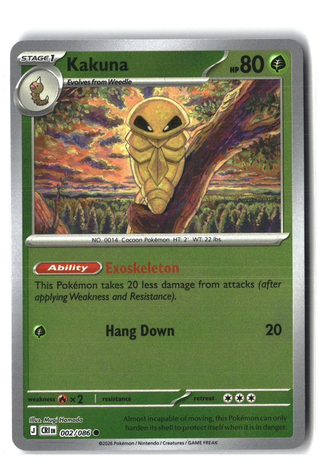 Kakuna Reverse Holofoil NM (Chaos Rising 002/086)