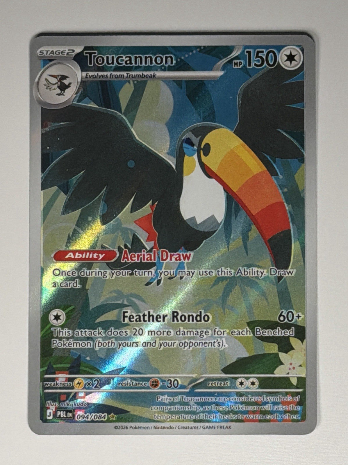 Toucannon 94/84 Pokemon Pitch Black Holo Illustration Rare Full Art NM Near Mint