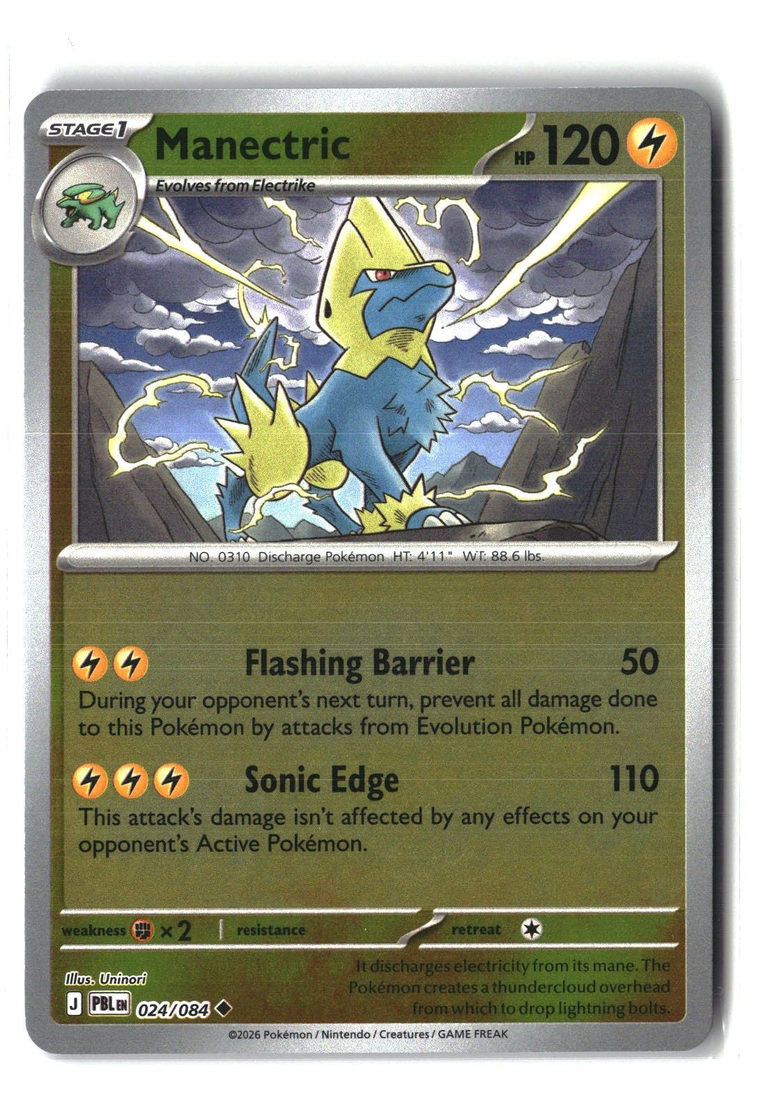 Manectric Reverse Holofoil NM (Pitch Black 024/084)