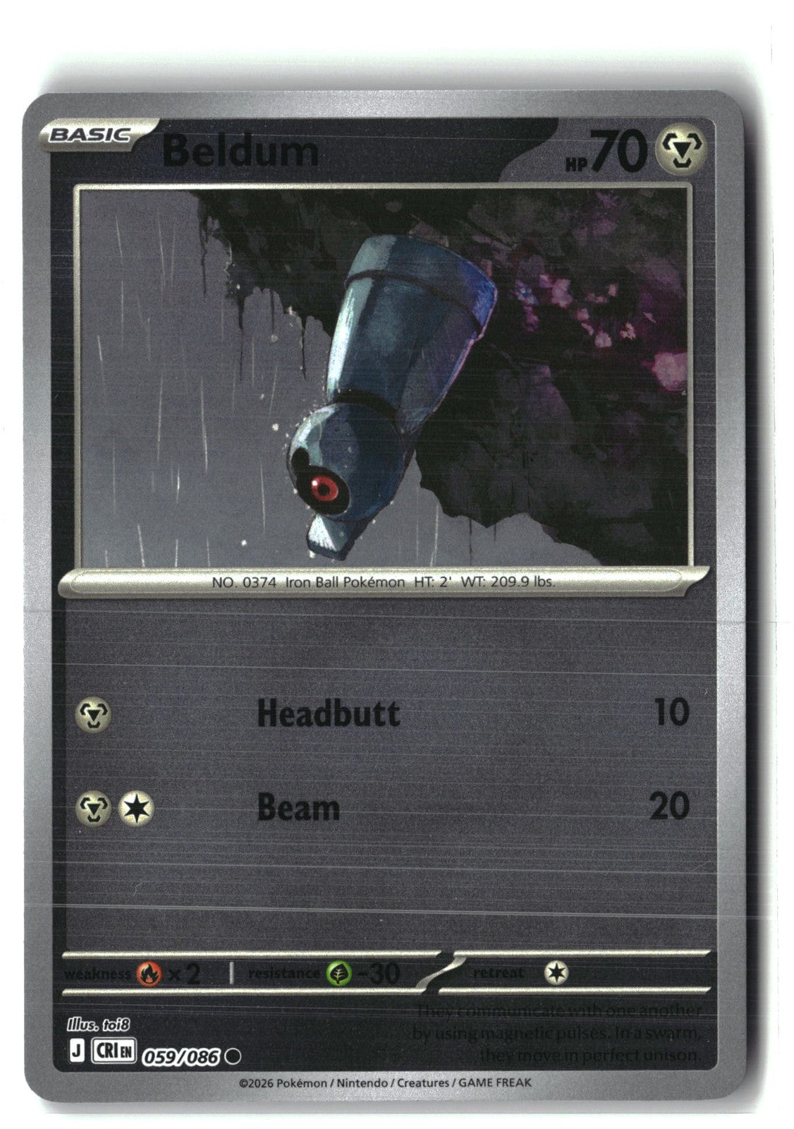 Beldum Reverse Holofoil NM (Chaos Rising 059/086)